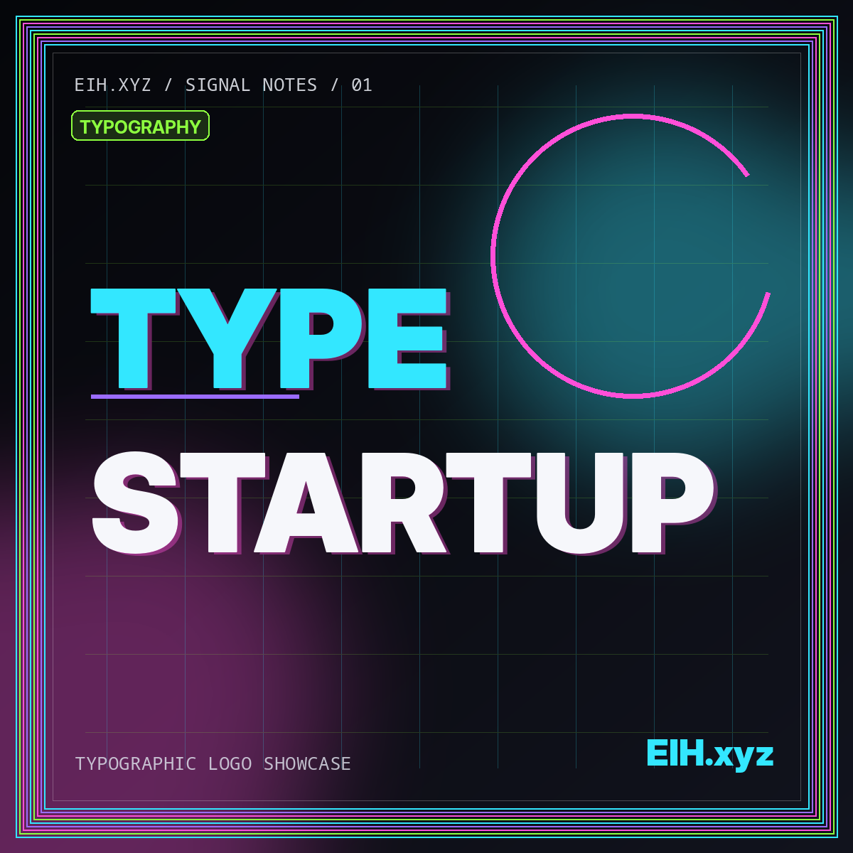 Typographic poster reading TYPE and STARTUP