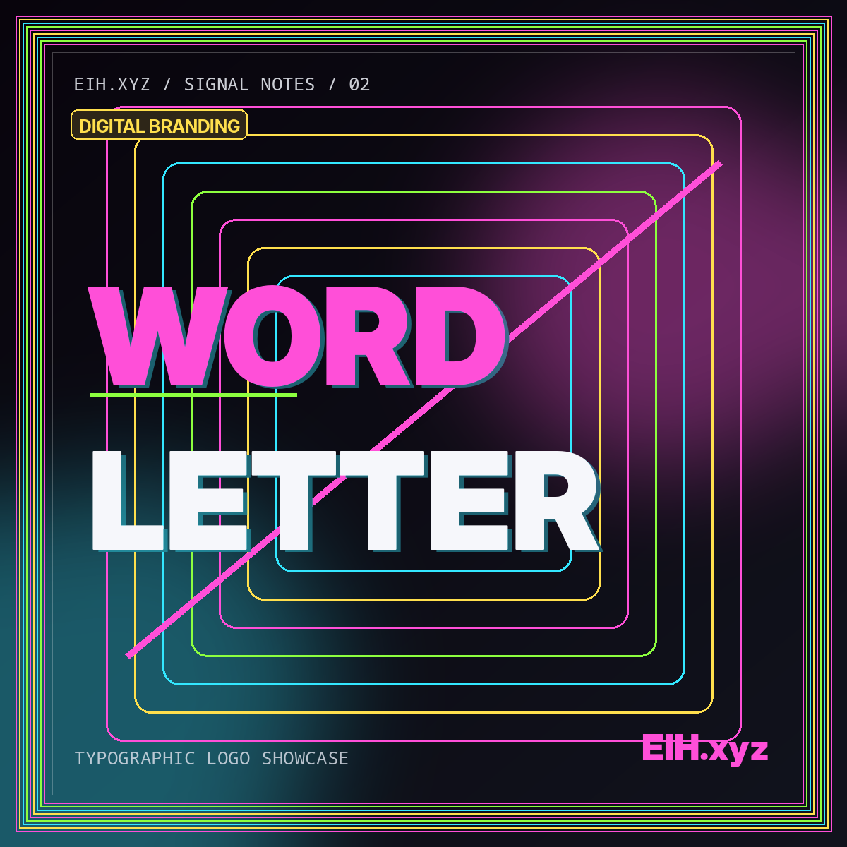 Typographic poster reading WORD and LETTER